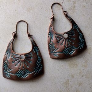 Anthropologie Copper Turquoise Earrings